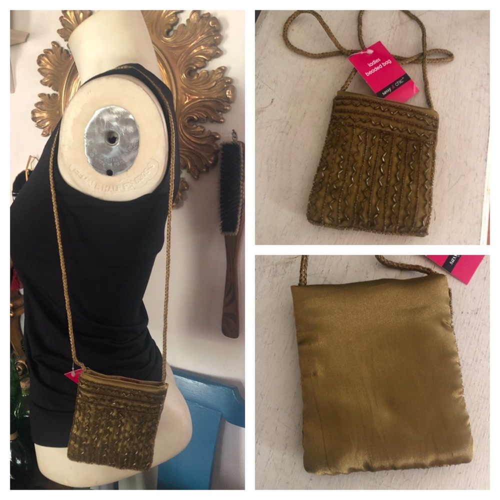 Gold Beaded Mini Purse Bag